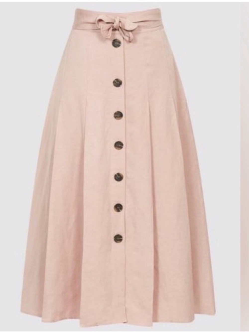 Reiss Elegant Blush Midi Skirt with Tie Waist Sz 4 - Picture 2 of 6